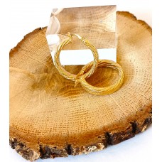 Σκουλαρίκια Σε Κίτρινο Χρυσό 14Κ Κρίκοι Σαγρέ (E290)